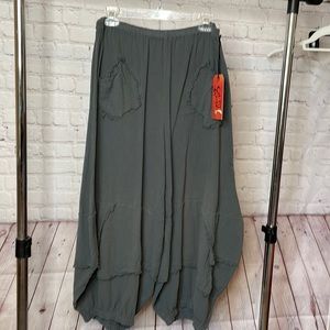 NEW! Super funky gaucho pants by Oh My Gauze. Dark gray, lightweight. One size.